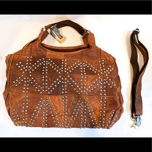Cee Klein Genuine leather studded hobo NWT